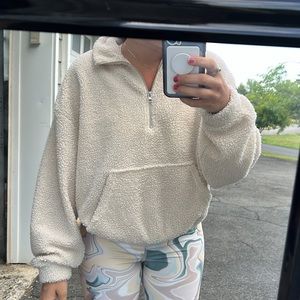 Cream Sherpa quarterneck